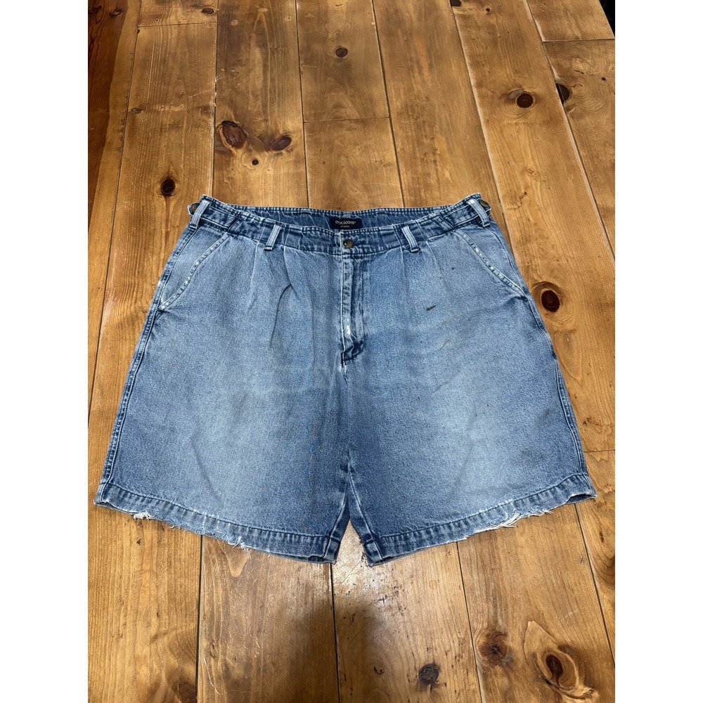 Dockers Men's Pleated Denim Shorts Blue Relaxed Fit Casual Summer Waist 34